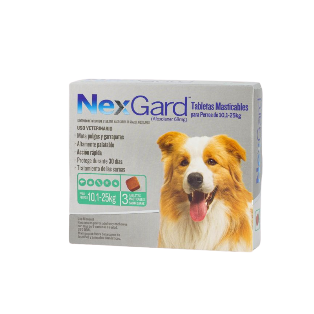 Nexgard Pastilla AntiPulgas 3 Comprimido 10 a 25 kg