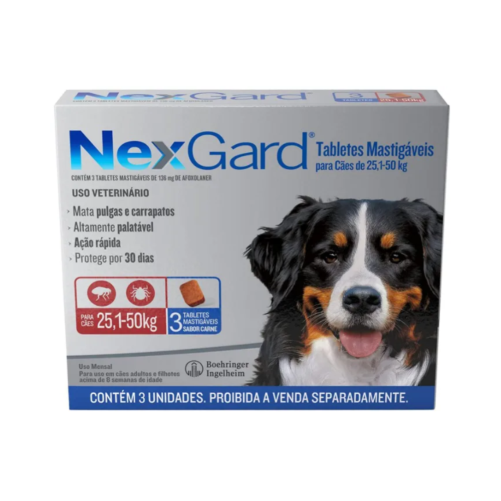 Nexgard Pastilla AntiPulgas 3 Comprimidos 25 a 50 kg