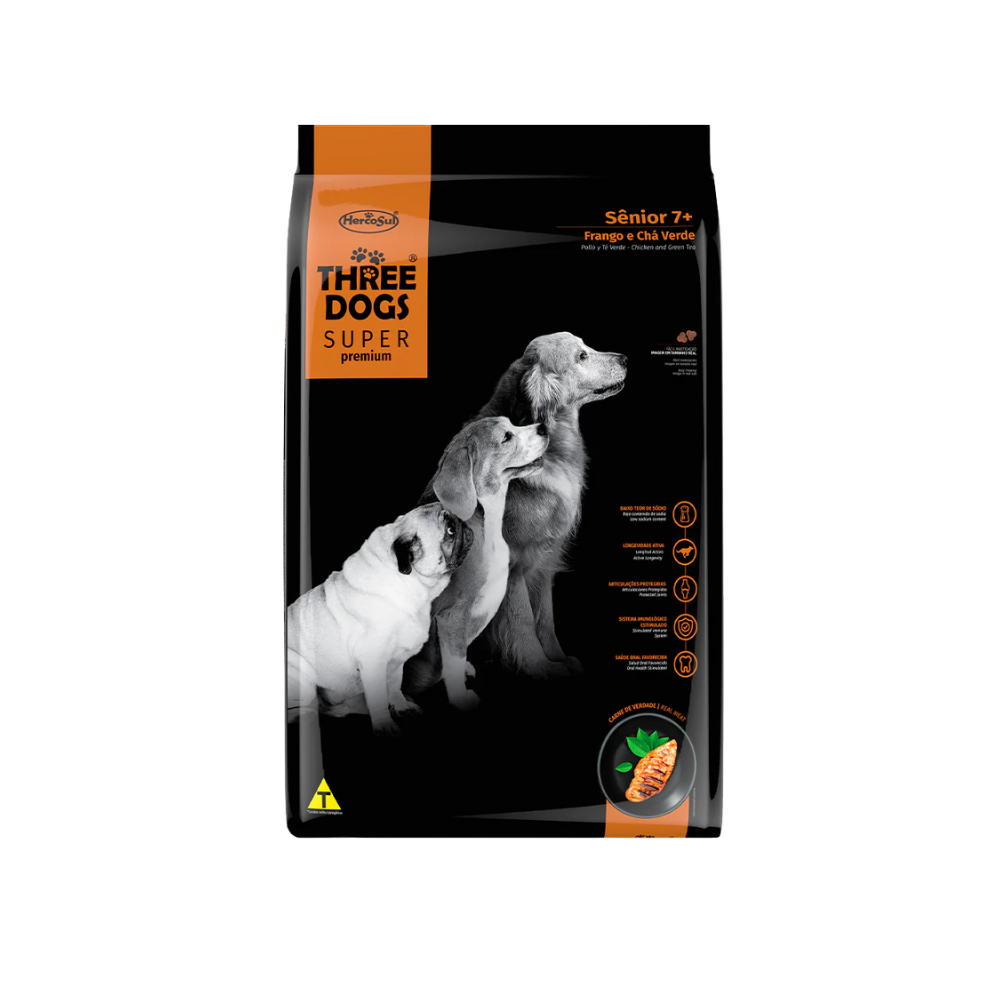 Three Dogs Superpremium Senior Pollo y Té Verde 15+2kg